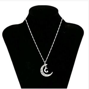 Elegant Silver Crescent Moon Necklace